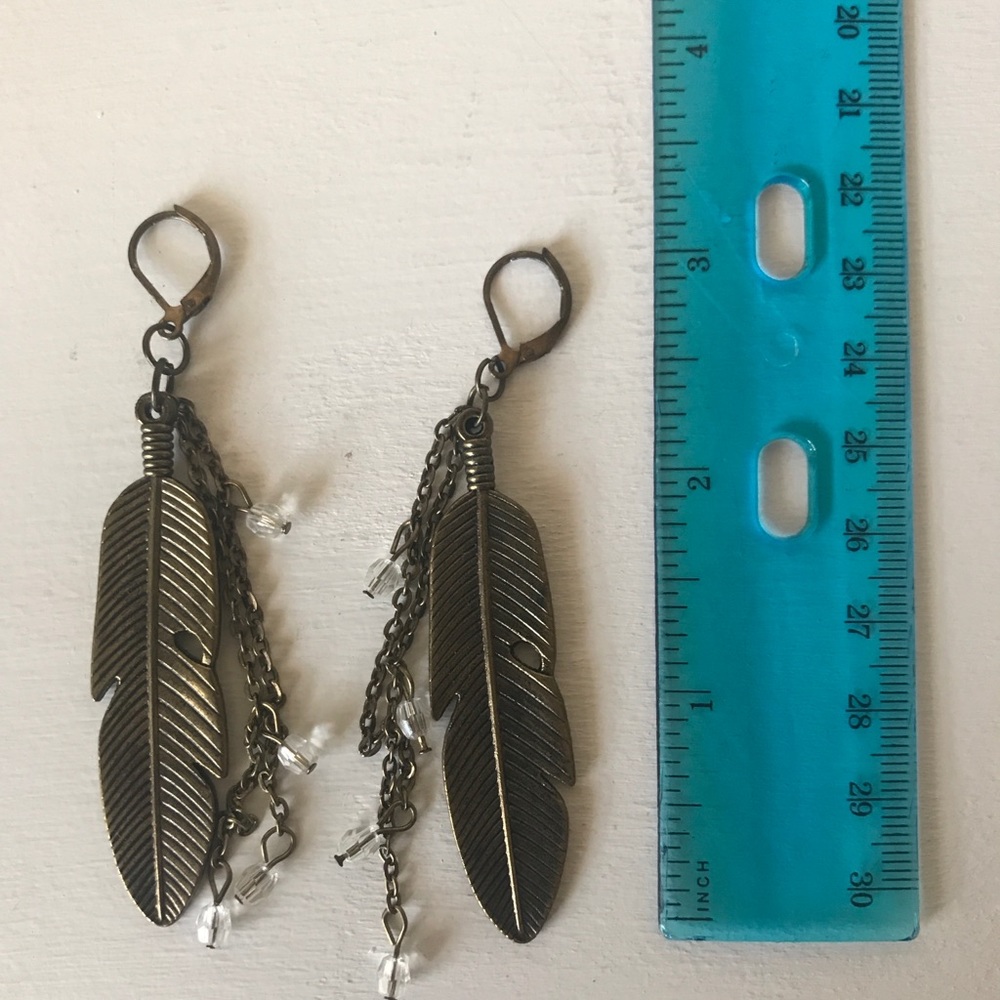 Feather drop earrings - Picture 2 of 2